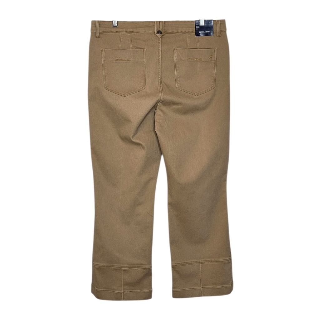 Nautica Tan Mid-Rise Demi Bootcut Sateen Pant Size 14 - Picture 3 of 9